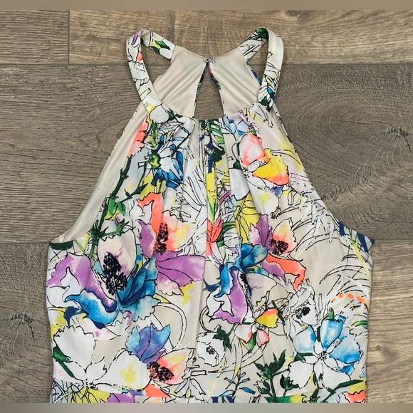 EXPRESS Womens Size 2 Watercolor Floral Fit Flare  Dress Y2K Party Going Out - Picture 9 of 15